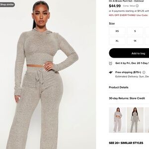 On A Break Pant Set - Oatmeal